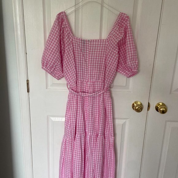 ASOS Pink Gingham Midi Dress - Picture 4 of 8